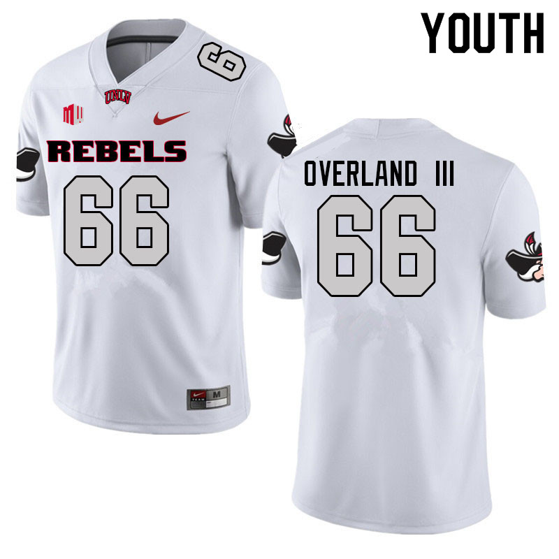 Youth #66 Mike Overland III UNLV Rebels College Football Jerseys Sale-White - Click Image to Close